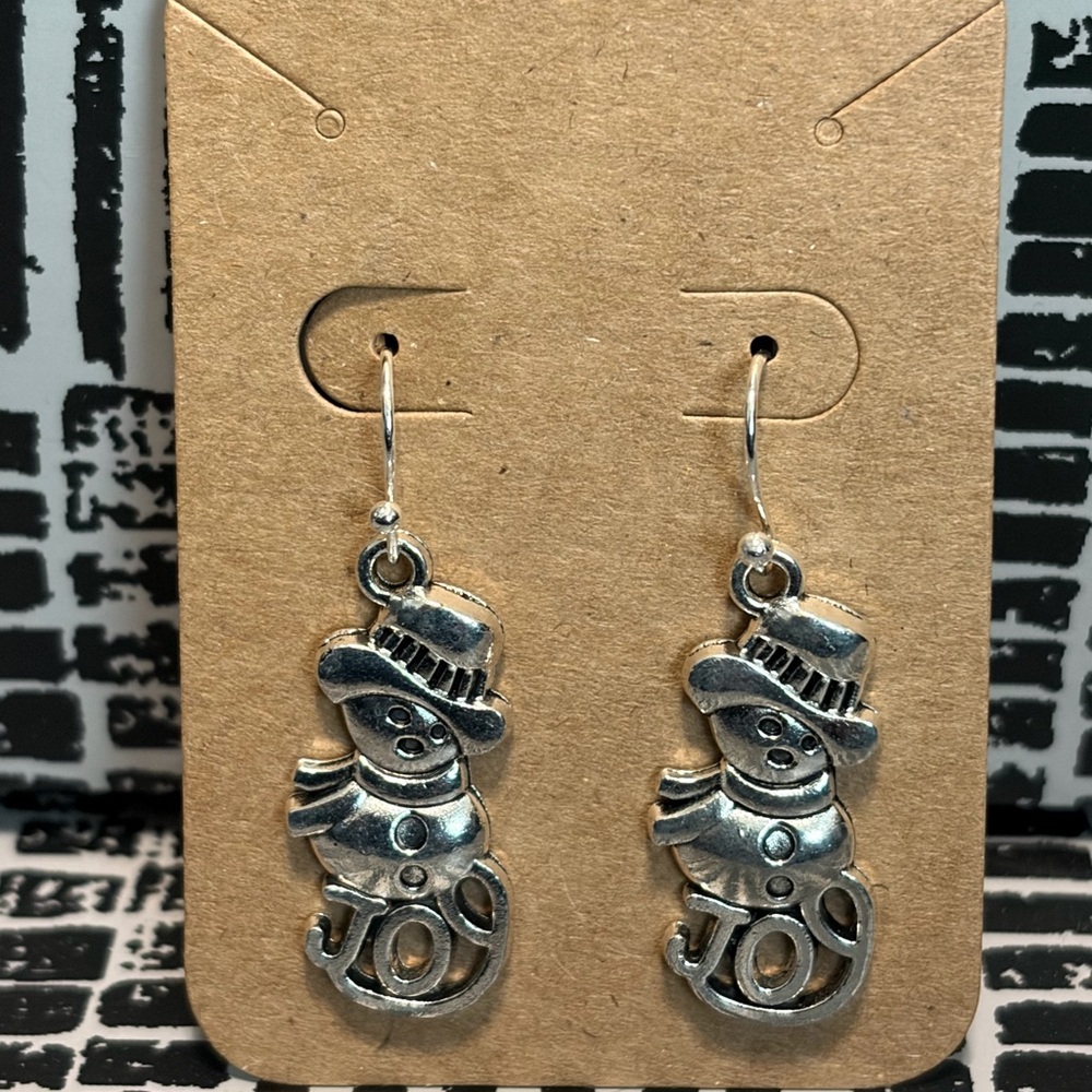 Silver Snowman Earrings